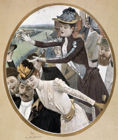 Toeschouwers bij de races door Unknown artist