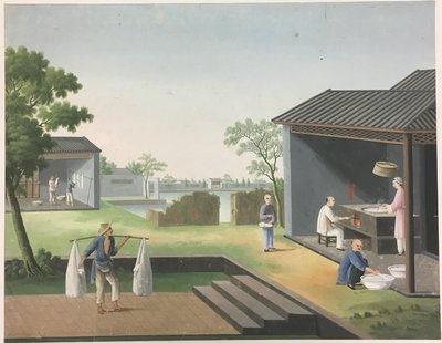 Doek spinnen, theebladeren voorbereiden, zijde voorbereiden door Unknown artist