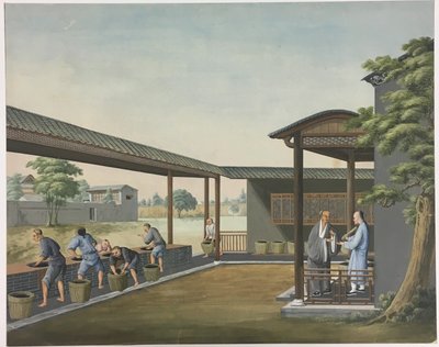 Doek spinnen, theebladeren voorbereiden, zijde voorbereiden door Unknown artist