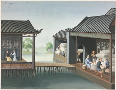 Doek spinnen, theebladeren voorbereiden, zijde voorbereiden door Unknown artist