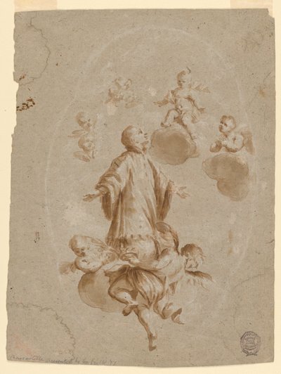 St. Aloysius Gonzaga wordt ontvangen in de Hemel door het Christuskind door Unknown artist