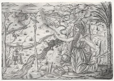 St. Hiëronymus in boetedoening door Unknown artist