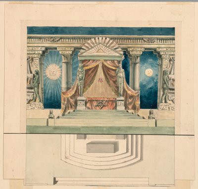 Toneelontwerp, Altaar in Egyptische Tempel door Unknown artist