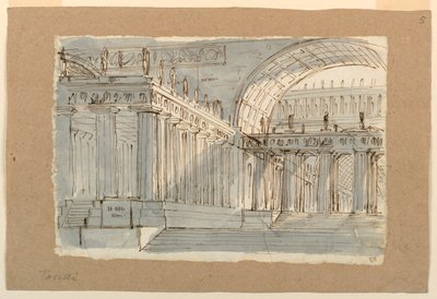 Toneelontwerp, Antiek Gebouw met Portieken door Unknown artist