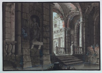 Toneelontwerp, Antieke Ruïnes, Interieur door Unknown artist