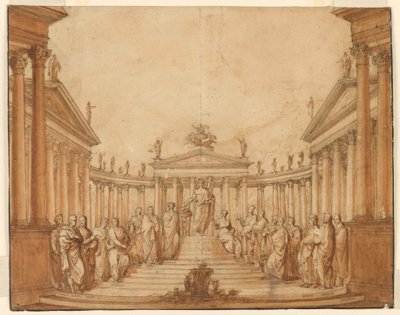 Toneelontwerp, Apollo met Beroemde Mannen en Muzen door Unknown artist
