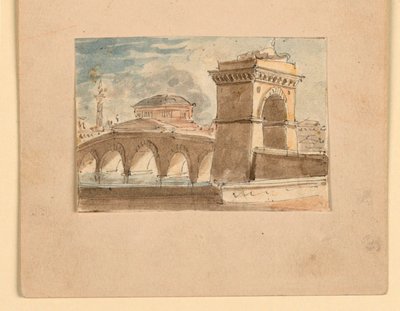 Toneelontwerp, Brug over Water door Unknown artist