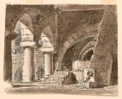 Toneelontwerp, Hof in Kasteel door Unknown artist