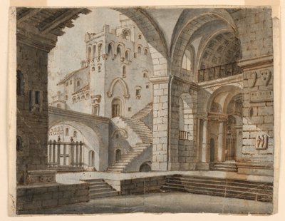 Toneelontwerp: Hof in Gotisch Kasteel door Unknown artist