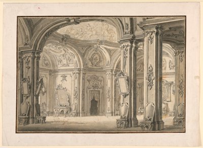 Toneelontwerp: Galerij in een paleis door Unknown artist