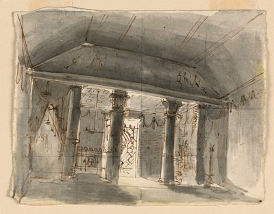 Toneelontwerp, interieur van kapel door Unknown artist