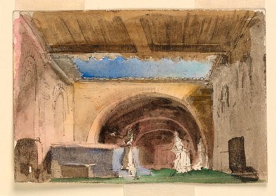 Toneelontwerp, interieur van huis en hof door Unknown artist