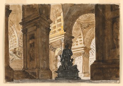 Toneelontwerp, interieur van paleistrap door Unknown artist