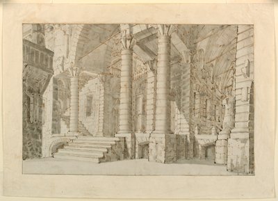 Toneelontwerp, interieur van gevangenis door Unknown artist