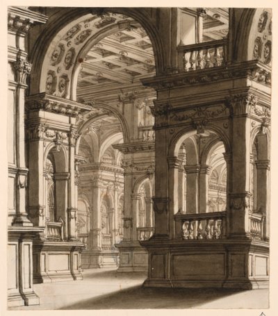 Toneelontwerp, Interieur van een Renaissance Portiek door Unknown artist