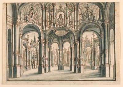 Toneelontwerp, open paleishof door Unknown artist