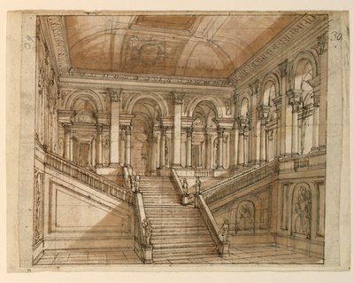 Toneelontwerp, paleisinterieur door Unknown artist