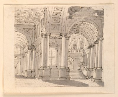 Toneelontwerp, paleisinterieur door Unknown artist