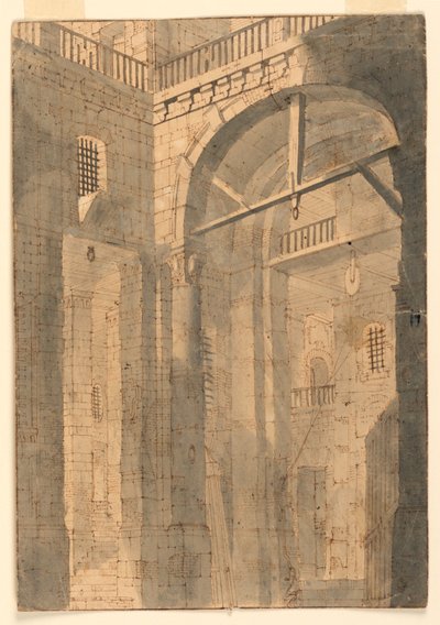 Toneelontwerp, gevangenishal door Unknown artist