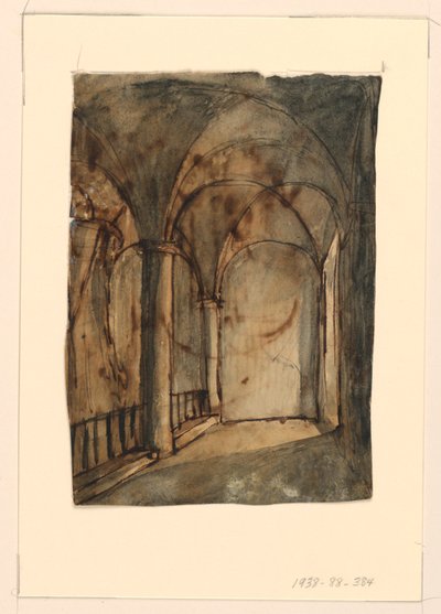 Toneelontwerp, Gewelfde Kerkinterieur door Unknown artist
