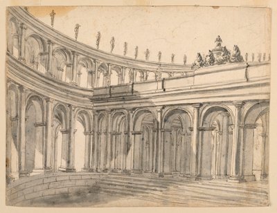 Toneelontwerp van een atrium door Unknown artist