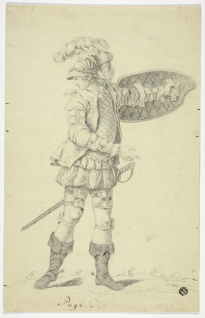 Staande Page met Schild en Zwaard door Unknown artist