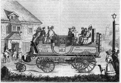 Stoomauto van Gurney (Gurney Goldsworthy) getest in Londen in 1827. door Unknown artist