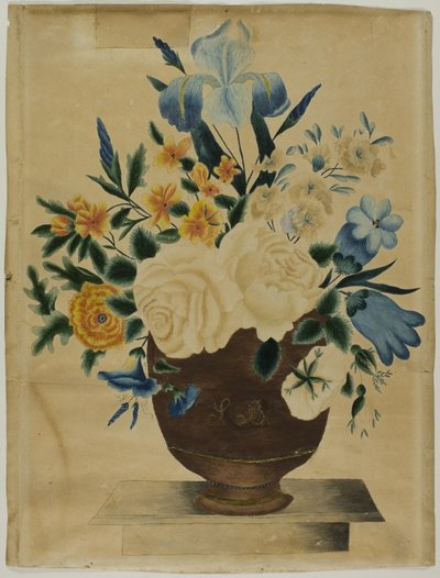 Stilleven met bloemstuk in pot door Unknown artist