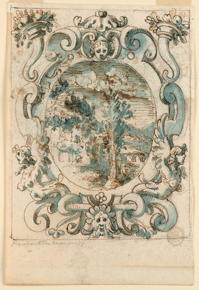 Bandwerkontwerp met Landschap door Unknown artist