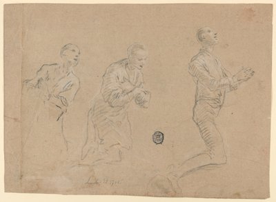Studies (a) Drie Knielende Herders. (b) Twee Armen door Unknown artist