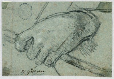 Studie: Een Linkerhand die een Stok Draagt door Unknown artist