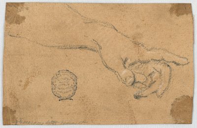 Studie: Een uitgestrekte linkeronderarm en hand door Unknown artist