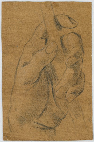 Studie: De linkerhand van een man met een stok door Unknown artist