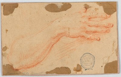 Studie voor de rechteronderarm en hand van een vrouw door Unknown artist