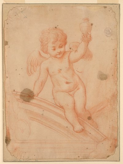 Studie van engel met vaas door Unknown artist