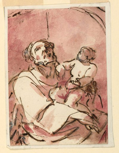 Studie van Sint Jozef die het Christuskind draagt door Unknown artist