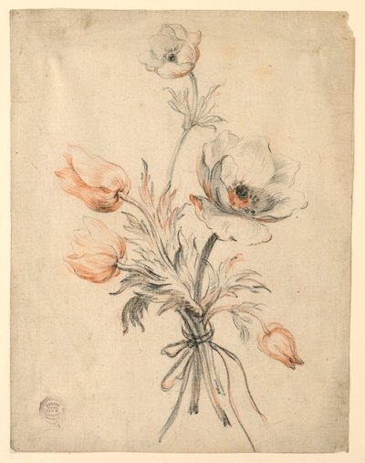 Studie van een bos rozen door Unknown artist