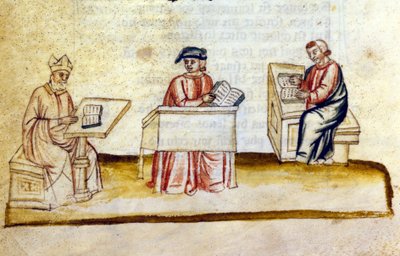 Studiekamer in een klooster. 14e eeuw. Bibl. Nazionale Marciana, Venetië door Unknown artist