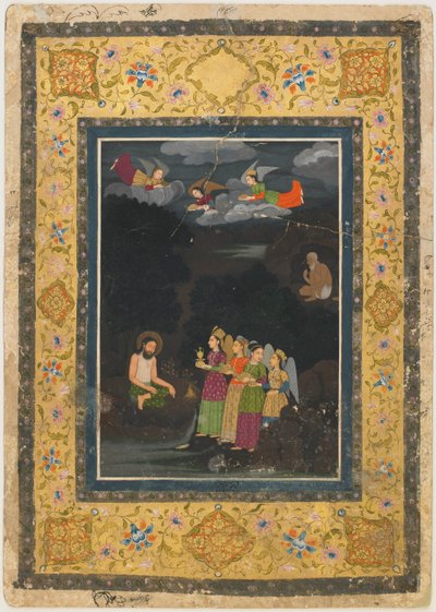 Sultan Ibrahim ibn Adham van Balkh bezocht door engelen door Unknown artist