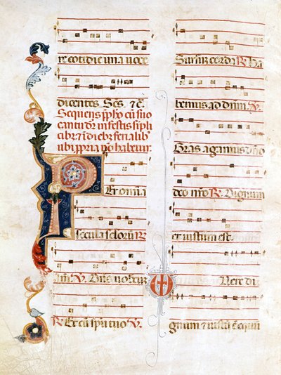 Sursum Corda, voorbeeld van de 14e-eeuwse notatie (P) door Unknown artist