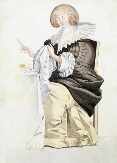 Tafelkunst: de manier van een edele dame aan tafel door Unknown artist