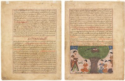 Tekstpagina, Perzisch proza (recto); Het verhaal van Adam vrede zij met hem, zijn zonen en nageslacht (verso) door Unknown artist
