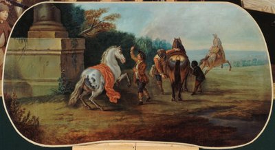 Het baden van de paarden, tussen 1701 en 1800 (olieverf op doek) door Unknown artist