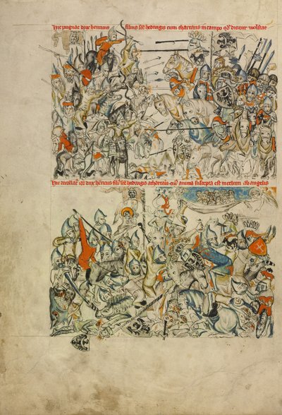 De Slag om Liegnitz; De onthoofding van Heinrich en zijn ziel door engelen naar de hemel gedragen door Unknown artist