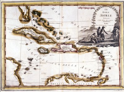 De Caribische archipel, gebaseerd op een atlas van 1798. door Unknown artist