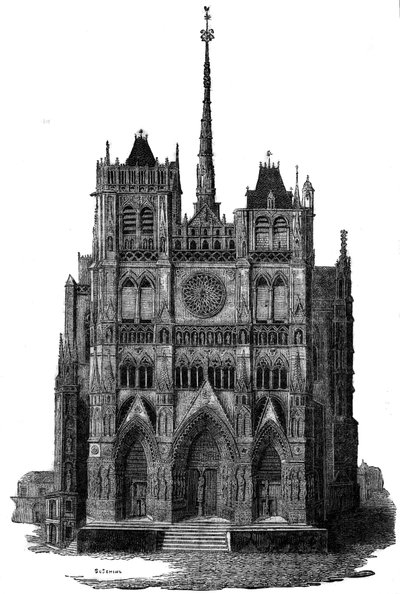 De kathedraal van Amiens in de 19e eeuw. door Unknown artist