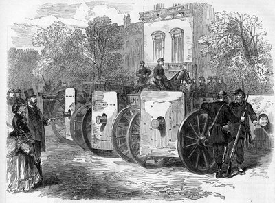 De Commune van Parijs in 1871. Gepantserde machinegeweer gebruikt door federes (communards). door Unknown artist