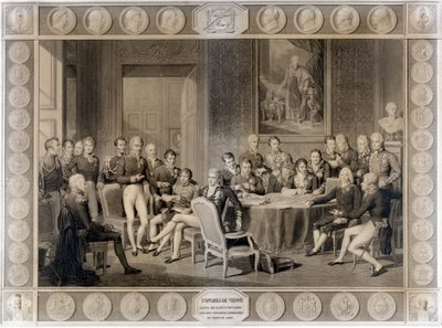 Het Congres van Wenen (1815, Alexander I, tsaar; H.R. Stewart, Castlereagh; Francois I, keizer van Oostenrijk; Frederik Willem III, koning van Pruisen; Karl August, prins van Hardenbergh; Wilhelm von Humboldt) door Unknown artist