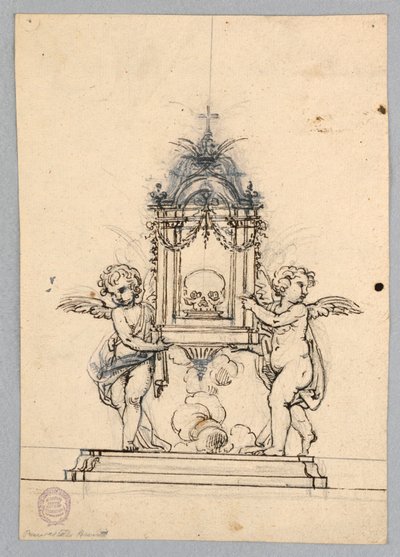 De verheffing van een relikwie van een schedel door Unknown artist