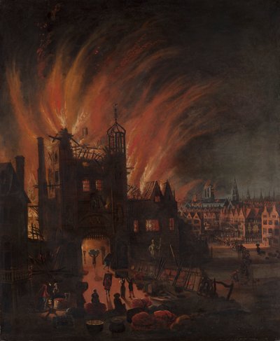 De Grote Brand van Londen, met Ludgate en Oude St. Paul